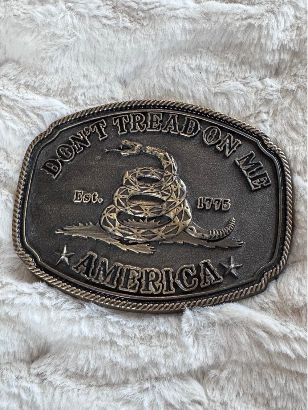 Montana Silversmiths Don't Tread On Me America Belt Buckle Vintage Metal